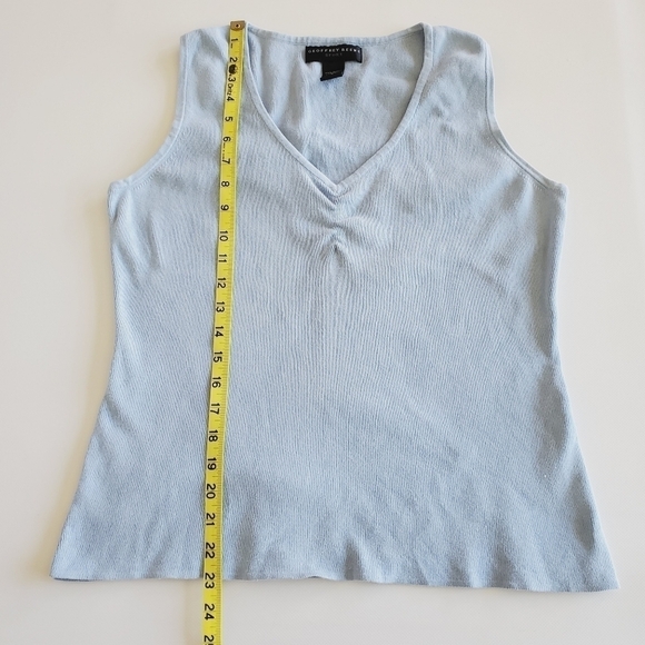 1057 * Geoffrey Beene V Neck Tank Baby Blue Size L Vintage - Picture 6 of 8